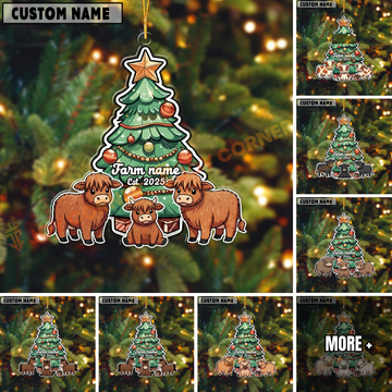 Joycorners Personalized Cow Family Christmas Acrylic Ornament