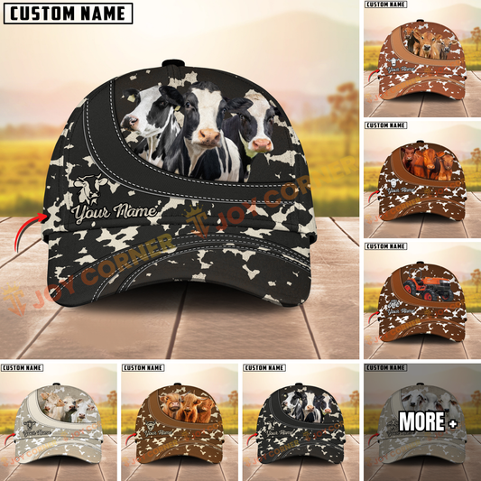 Joycorners Farm Animal Cow Print Personalized Name 3D Hat