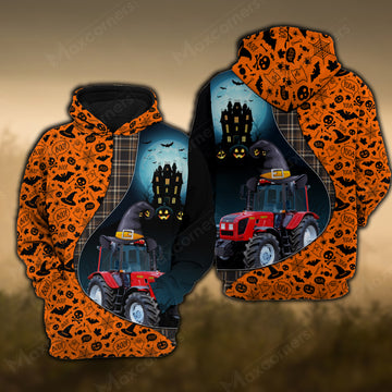 Joy Corners Tractor Castle Halloween Pattern 3D Hoodie