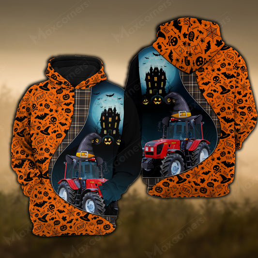 Joy Corners Tractor Castle Halloween Pattern 3D Hoodie