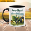 Joycorners Tractor Personalized Name Two Tone Mug