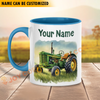 Joycorners Tractor Personalized Name Two Tone Mug