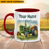 Joycorners Tractor Personalized Name Two Tone Mug