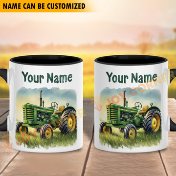 Joycorners Tractor Personalized Name Two Tone Mug