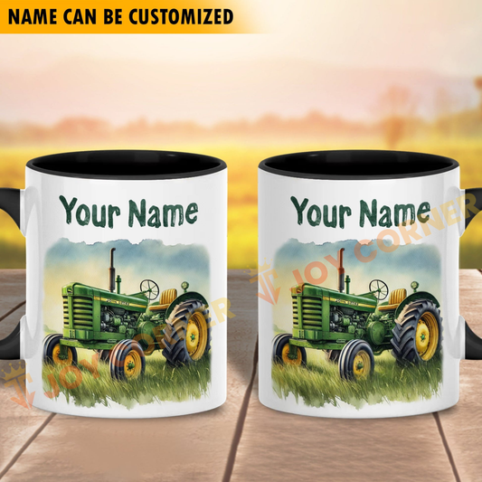 Joycorners Tractor Personalized Name Two Tone Mug