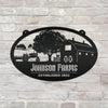 Joycorners Personalized Tractor and Wagon Farm Scene Metal Sign, Family Farm Sign, Tractor, Barn Metal Sign LM0110