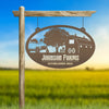 Joycorners Personalized Tractor and Wagon Farm Scene Metal Sign, Family Farm Sign, Tractor, Barn Metal Sign LM0110