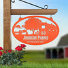 Joycorners Personalized Tractor and Wagon Farm Scene Metal Sign, Family Farm Sign, Tractor, Barn Metal Sign LM0110