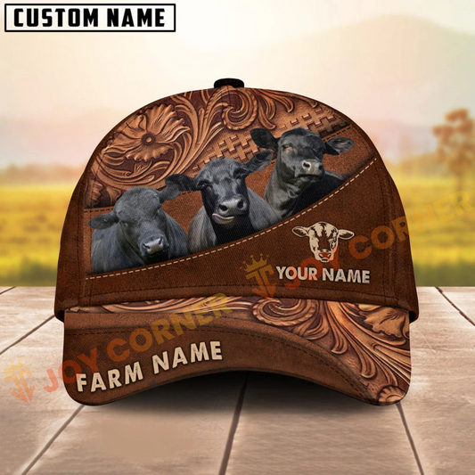 Joycorners Black Angus Farming Life Customized Name And Farm Name 3D Classic Cap