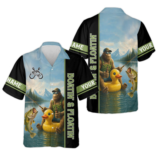 Joycorners Boatin And Floatin, Bigfoot Fishing Shirt, Funny Fishing Shirt, SPF Shirt, Presents For Fishermen