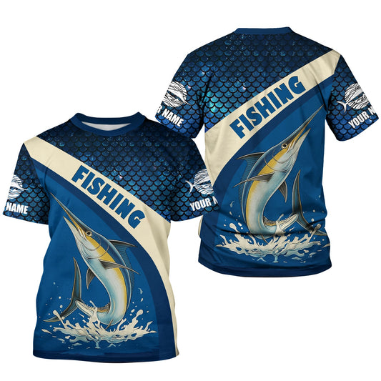 Joycorners Swordfish Logo Hooded UPF Shirt, Fish Button Up Shirt, Fisherman Outfit, Presents For Fishermen
