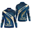 Joycorners Swordfish Logo Hooded UPF Shirt, Fish Button Up Shirt, Fisherman Outfit, Presents For Fishermen