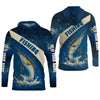 Joycorners Swordfish Logo Hooded UPF Shirt, Fish Button Up Shirt, Fisherman Outfit, Presents For Fishermen