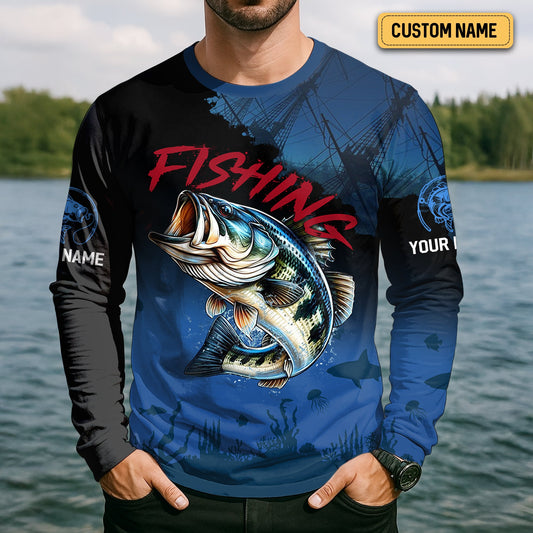 Joycorners Pro Bass Fisherman, UPF Fishing Shirts, Custom Fishing Shirt, Men Long Sleeve Shirt