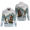 Joycorners Bigfoot Fishing, Funny Fishing Shirt, SPF Shirts For Men, Hooded Long Sleeve Shirt, Fisherman Gift