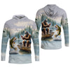 Joycorners Bigfoot Fishing, Funny Fishing Shirt, SPF Shirts For Men, Hooded Long Sleeve Shirt, Fisherman Gift