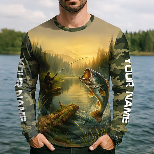 Joycorners Camouflage Fishing Shirts, Fish Button Up Shirt, Long Sleeve Sun Shirt, Presents For Fishermen
