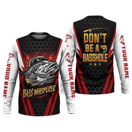 Joycorners Don't Be A Basshole, Bass Whisperer, Funny Fishing Shirt, UV Protection Shirt, Men Long Sleeve Shirt