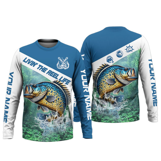 Joycorners Livin The Reel Life, Fishing UPF Shirts, Men Jersey, Best Fishing Gifts, Men Long Sleeve Shirt