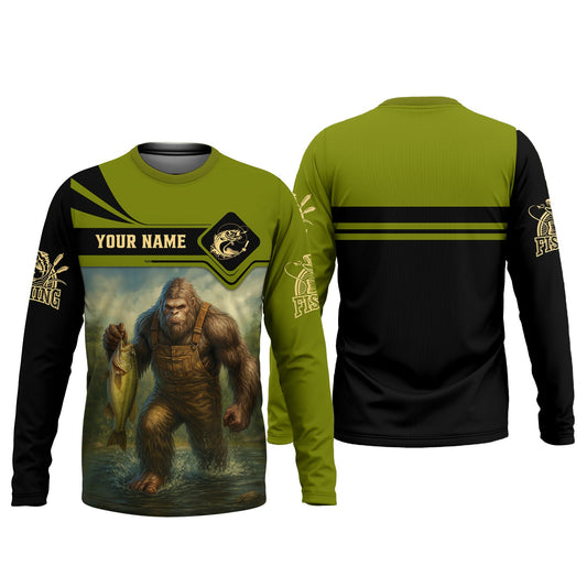 Joycorners Bigfoot Fishing, SPF Long Sleeve Shirts, Funny Fishing Shirt, Presents For Fishermen, Bass Fishing