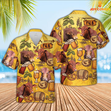 Joy Corners Beefmaster Drink Beer Pattern 3D Hawaiian Shirt