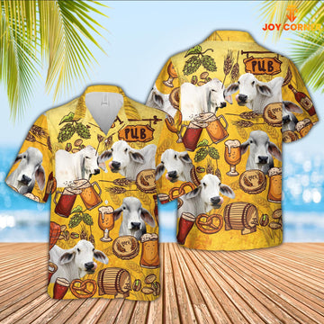 Joy Corners Brahman Drink Beer Pattern 3D Hawaiian Shirt