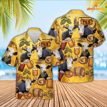 Joy Corners Black Baldy Drink Beer Pattern 3D Hawaiian Shirt