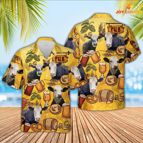 Joy Corners Black Baldy Drink Beer Pattern 3D Hawaiian Shirt