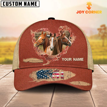 Joycorners Custom Name Red Jeans Pattern Horse Cap