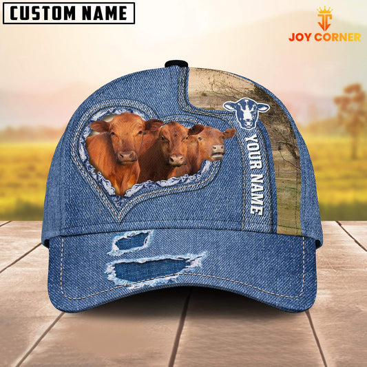 Joy Corners Red Angus Customized Name Denim Cap