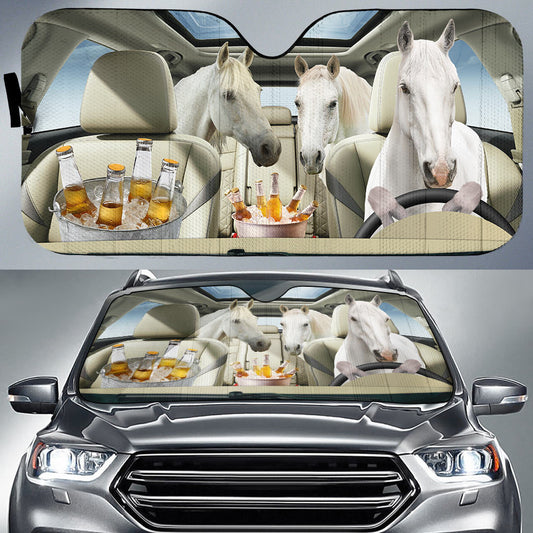 Joycorners White Horse Drink Beer Driver Car Auto Sun Shade