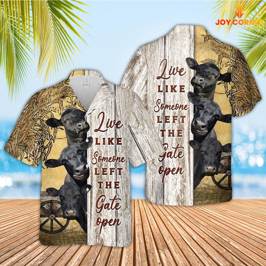 Joy Corners Black Angus Woods Pattern Hawaiian Shirt
