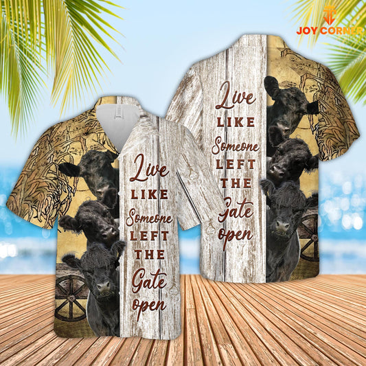 Joy Corners Belted Galloway Woods Pattern Hawaiian Shirt