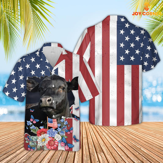 Joycorners Black Angus 4th of July 3D Hawaiian Shirt