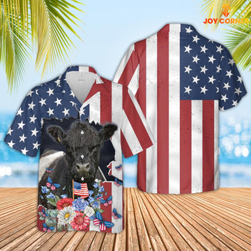 Joycorners Belted Galloway 4th of July 3D Hawaiian Shirt