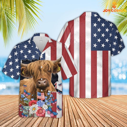 Joycorners Highland 4th of July 3D Hawaiian Shirt