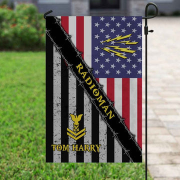 Joycorners Personalized US Navy Ratings Military Garden Flag #MT27