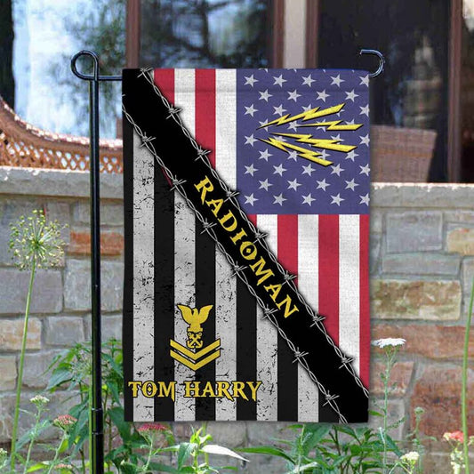 Joycorners Personalized US Navy Ratings Military Garden Flag #MT27