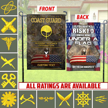 Joycorners Personalized US Coast Guard Ratings Patriotic Garden Flag