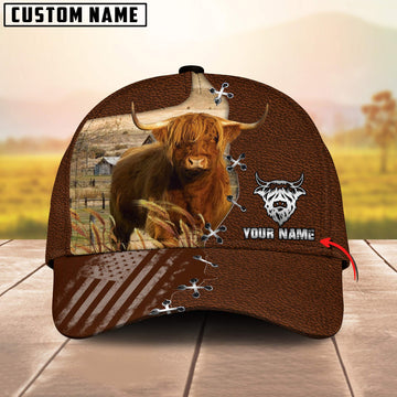 Joycorners Highland Black US Flag Pattern Customized Name Silver 3D Classic Cap