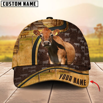 Joycorners Jersey Dark Brown Leather Pattern Customized Name 3D Classic Cap