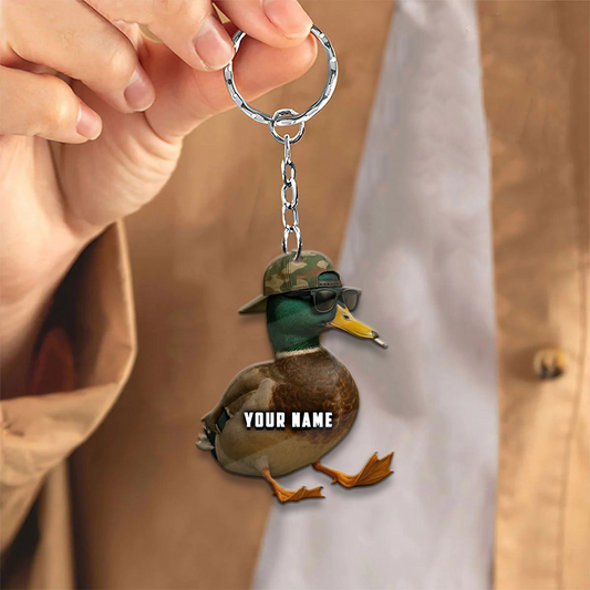 Joycorners Cool Duck Hunting Style Keychain & Ornament Personalized Name