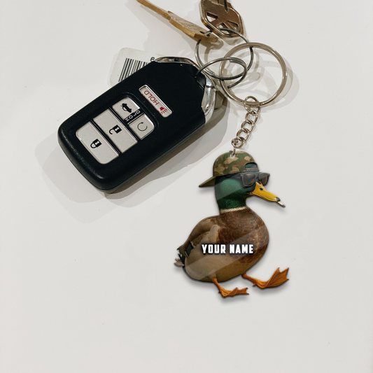 Joycorners Cool Duck Hunting Style Keychain & Ornament Personalized Name
