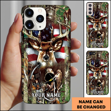 Joycorner Bow Hunting Deer American Flag Personalized Phone Case
