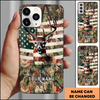 Joycorners Deer American Flag Camo Hunting Personalized Name Phone Case