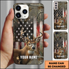 Joycorner American Flag Whitetail Camo Personalized Name Phone Case