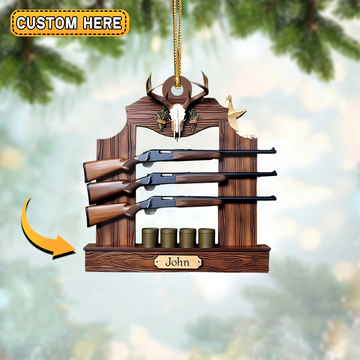 Joycorners Hunting Rifle Rack Ornament - Personalized Name Deer Skull Christmas Decoration