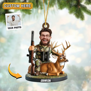 Joycorners Personalized Hunting Christmas Ornament Custom Photo Gift For Hunters