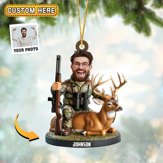 Joycorners Personalized Hunting Christmas Ornament Custom Photo Gift For Hunters