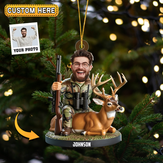 Joycorners Personalized Hunting Christmas Ornament Custom Photo Gift For Hunters